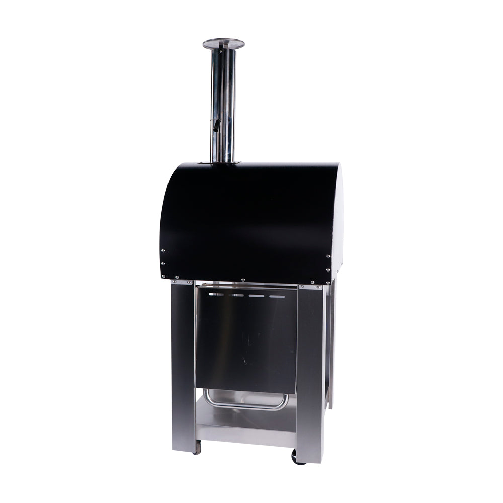 Smart Freestanding Wood Fired Pizza Oven In Black & Stainless Steel Finish (PW01+PW01-C)