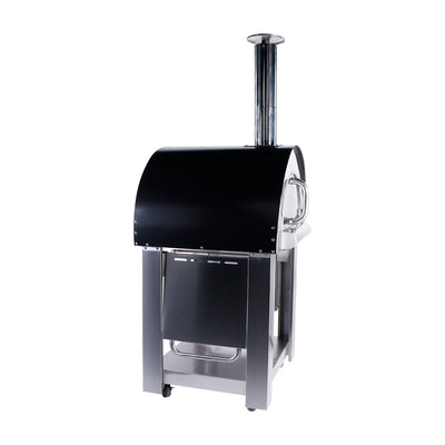 Smart Freestanding Wood Fired Pizza Oven In Black & Stainless Steel Finish (PW01+PW01-C)